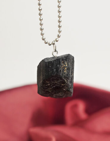 black tourmaline raw pendant