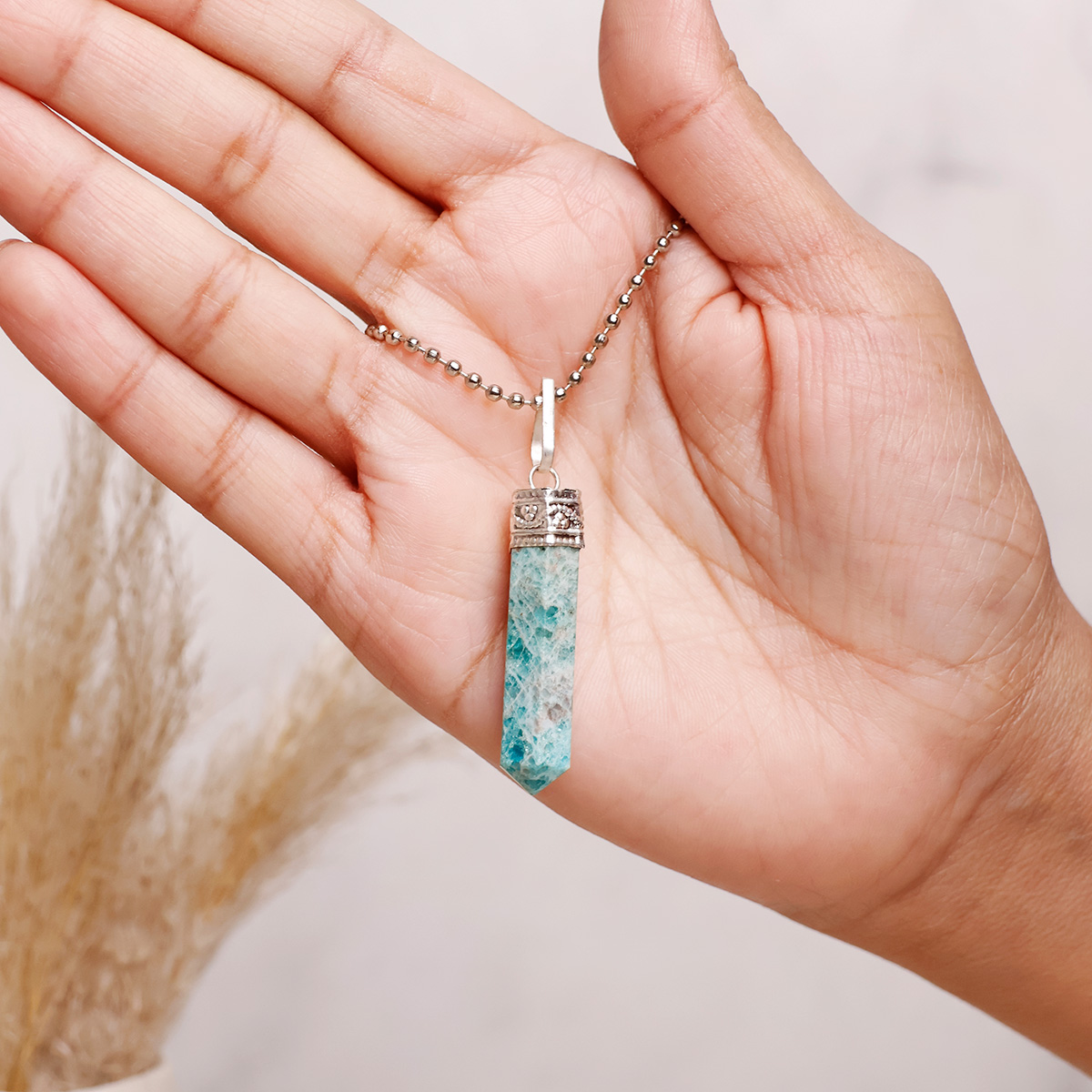 Blue Apatite Pencil Pendant-Shubhanjali Store (4) blue apatite pencil pendant