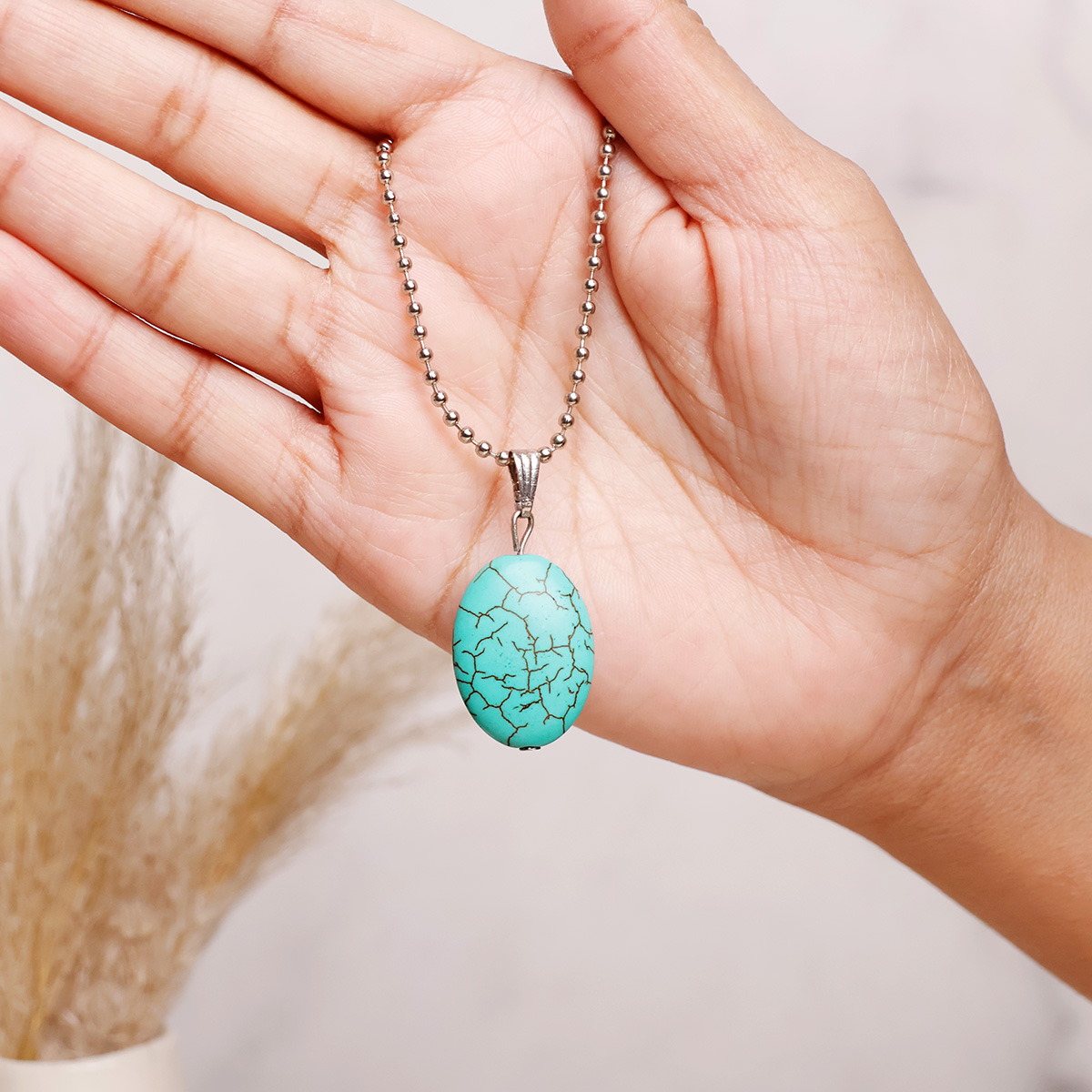 Firoza Oval Shape Pendant-Shubhanjali Store (4) firoza oval shape pendant
