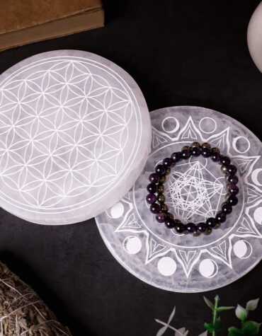 flower of life selenite plate