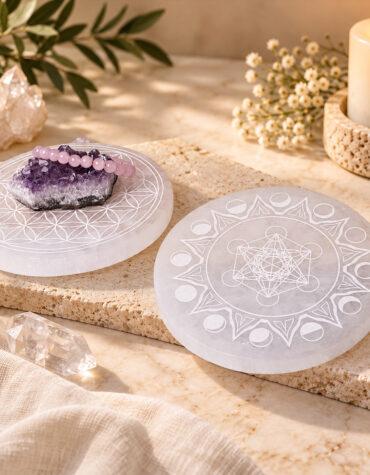 flower of life selenite plate