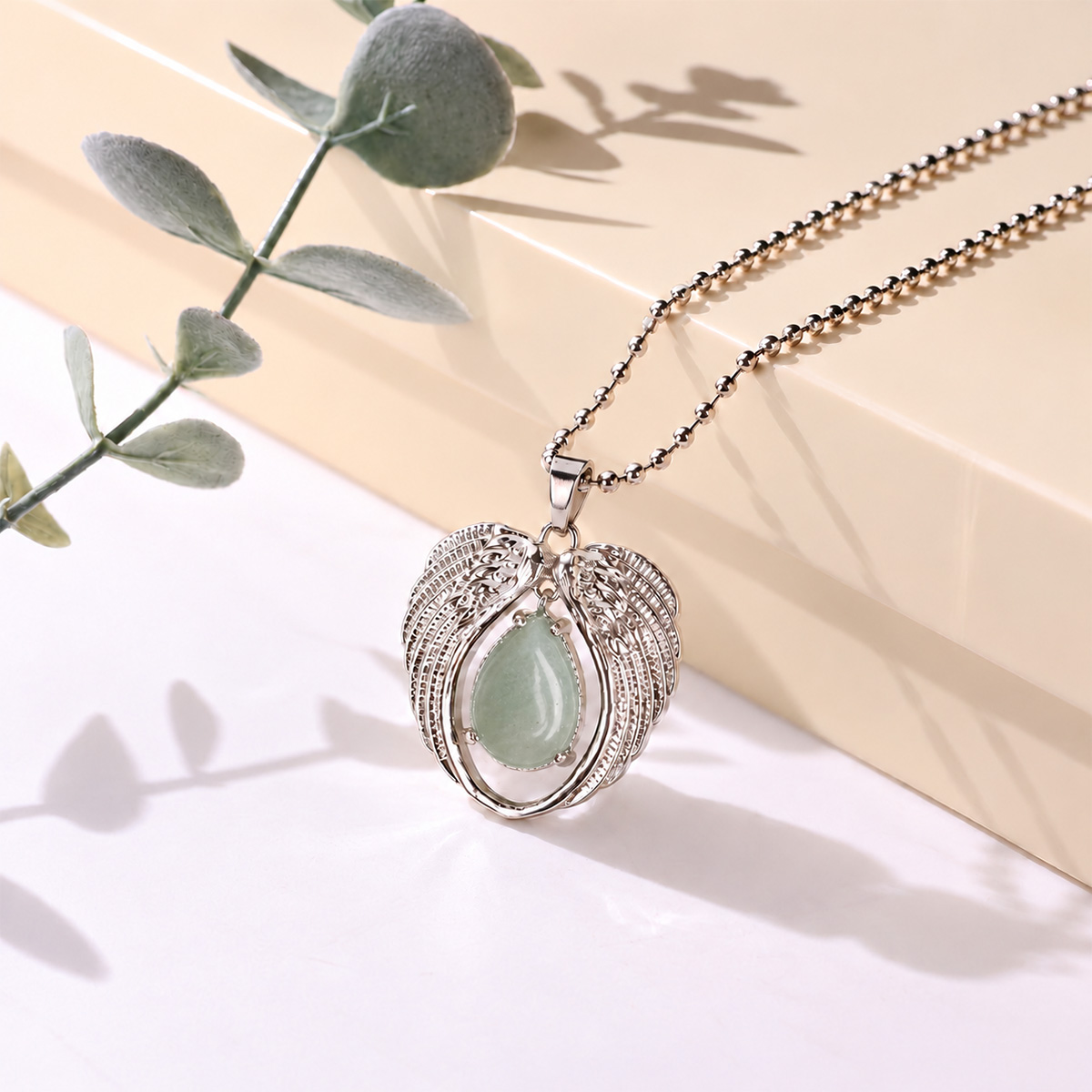 Green Aventurine Angel Wings Pendant-Shubhanjali Store (1) angel wings pendant