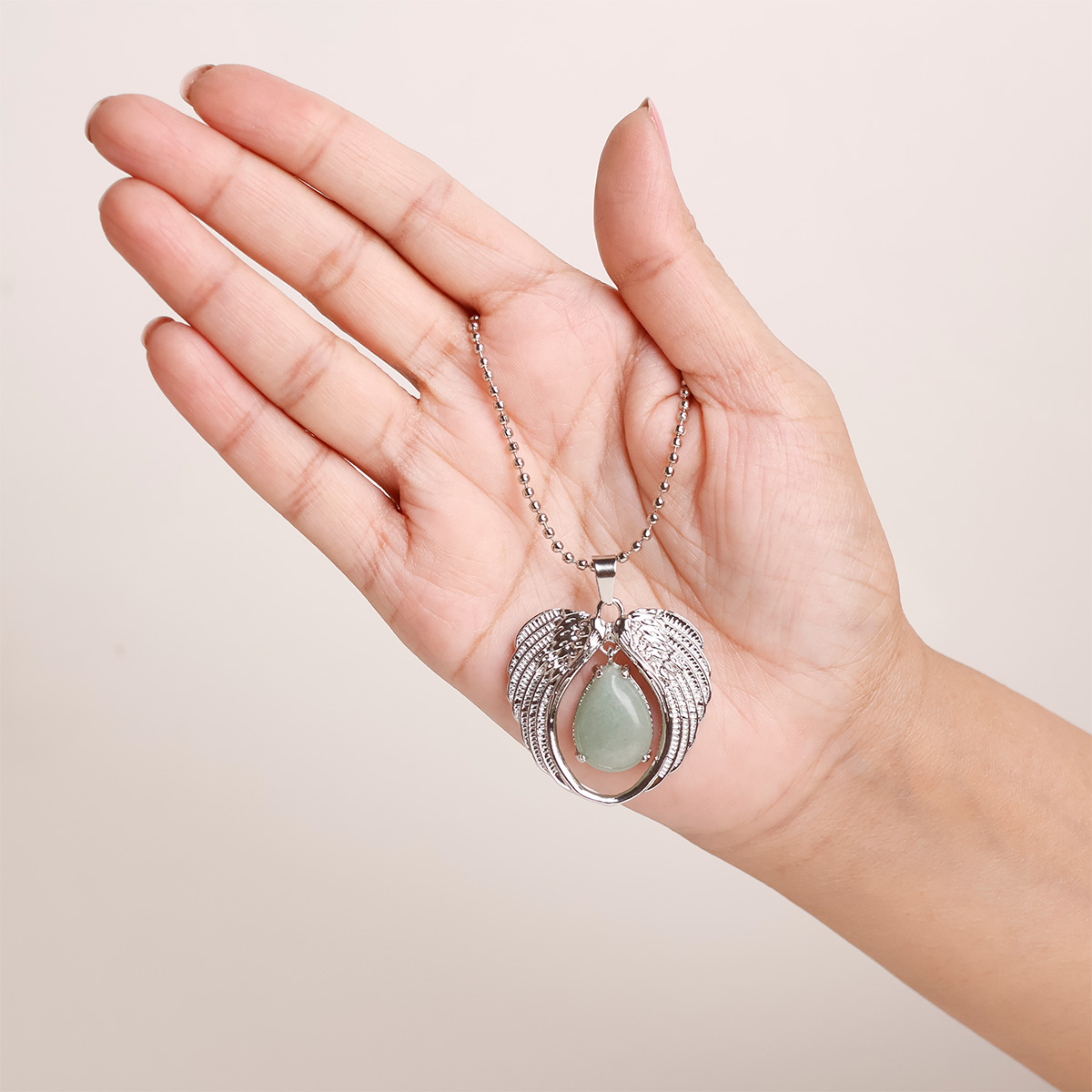Green Aventurine Angel Wings Pendant-Shubhanjali Store (4) angel wings pendant