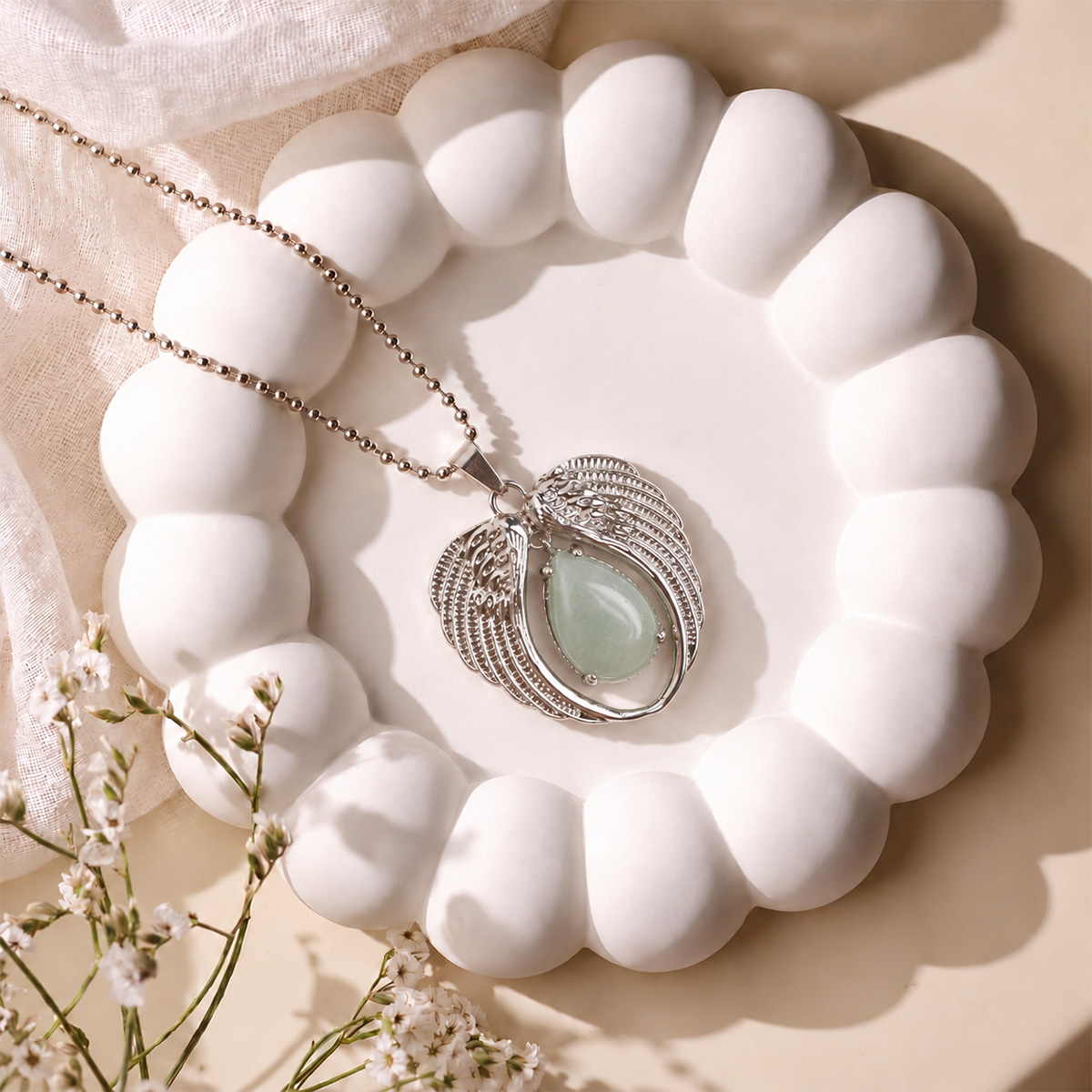 Green Aventurine Angel Wings Pendant-Shubhanjali Store (5) angel wings pendant
