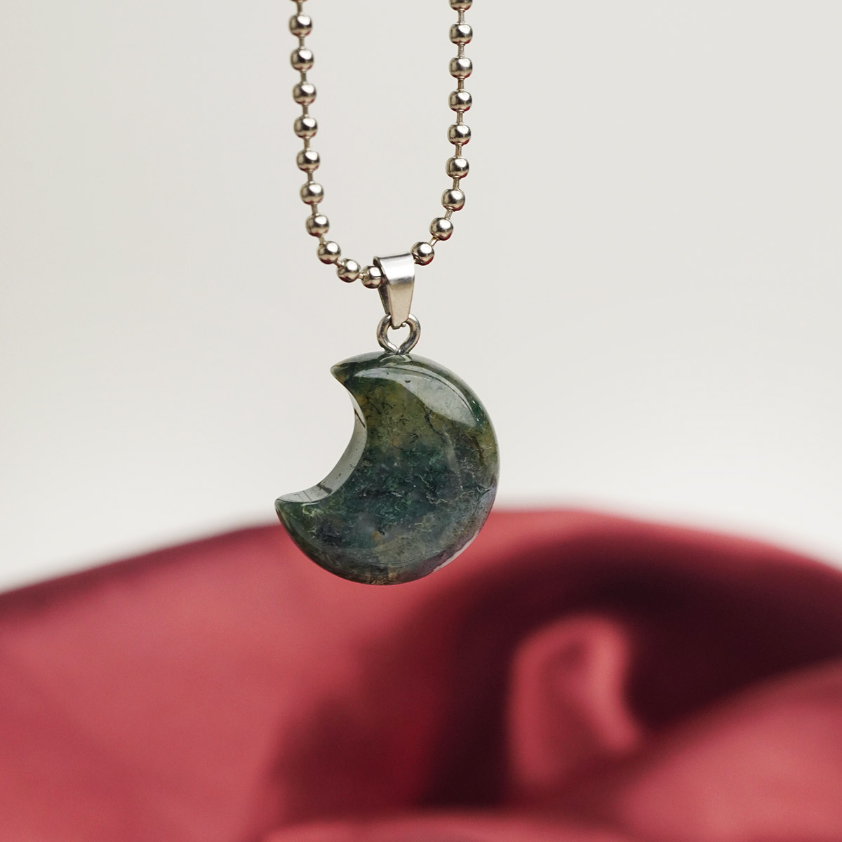 Moss Agate Moon Pendent-Shubhanjali Store (2) 9in 10229