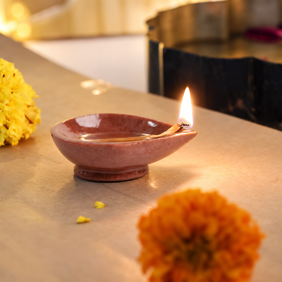 Red Jasper Stone Diya-Shubhanjali Store (5) crystal diyas red jasper