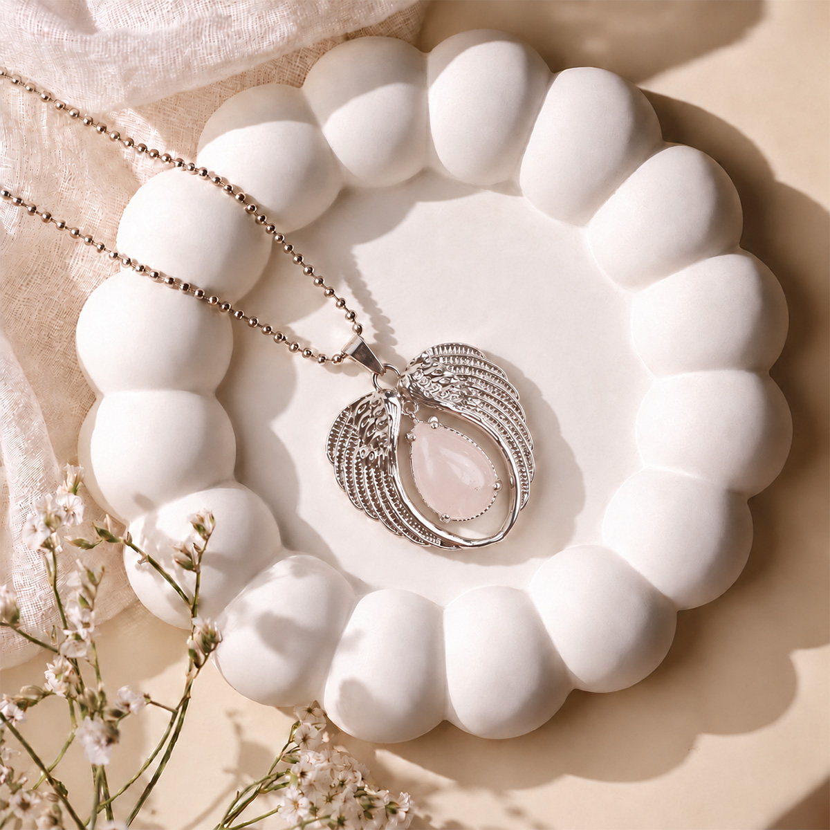 Rose Quartz Angel Wings Pendant-Shubhanjali Store (6) angel wings pendant