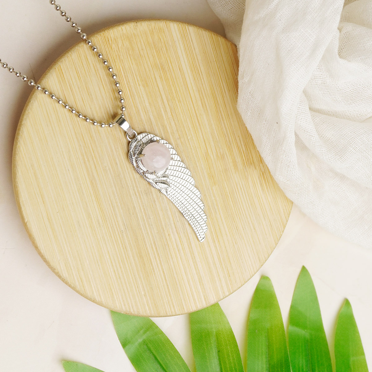 Rose Quartz Wings Pendant-Shubhanjali Store (2) wings pendant