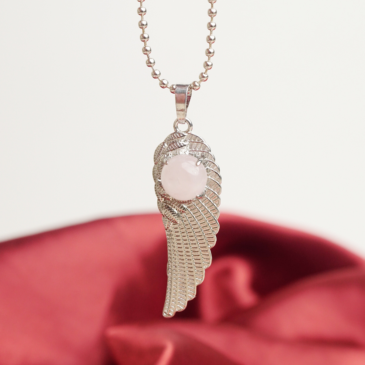 Rose Quartz Wings Pendant-Shubhanjali Store (3) wings pendant