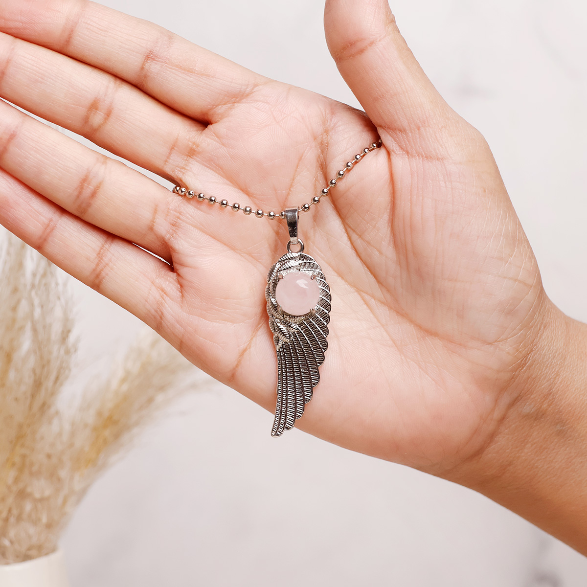 Rose Quartz Wings Pendant-Shubhanjali Store (4) wings pendant