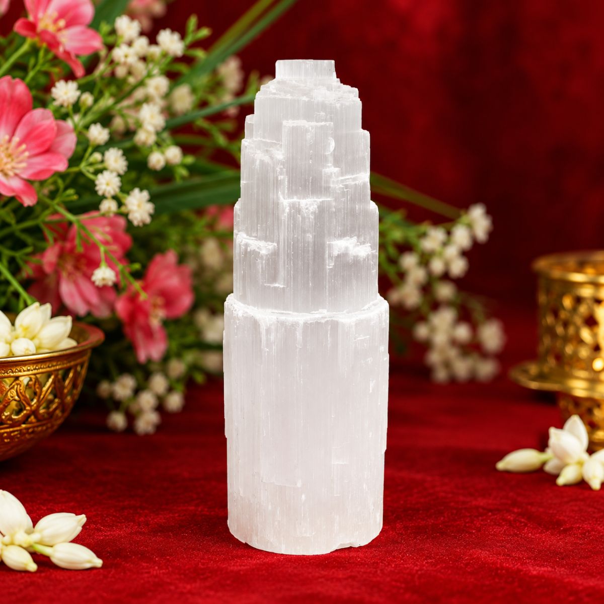 Selenite Big Tower Lamp-Shubhanjali Store (1) selenite big tower lamp