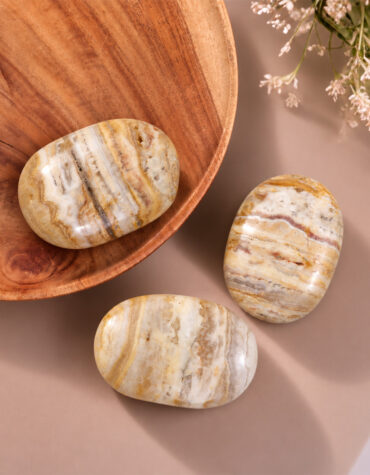 yellow lace agate palm stone