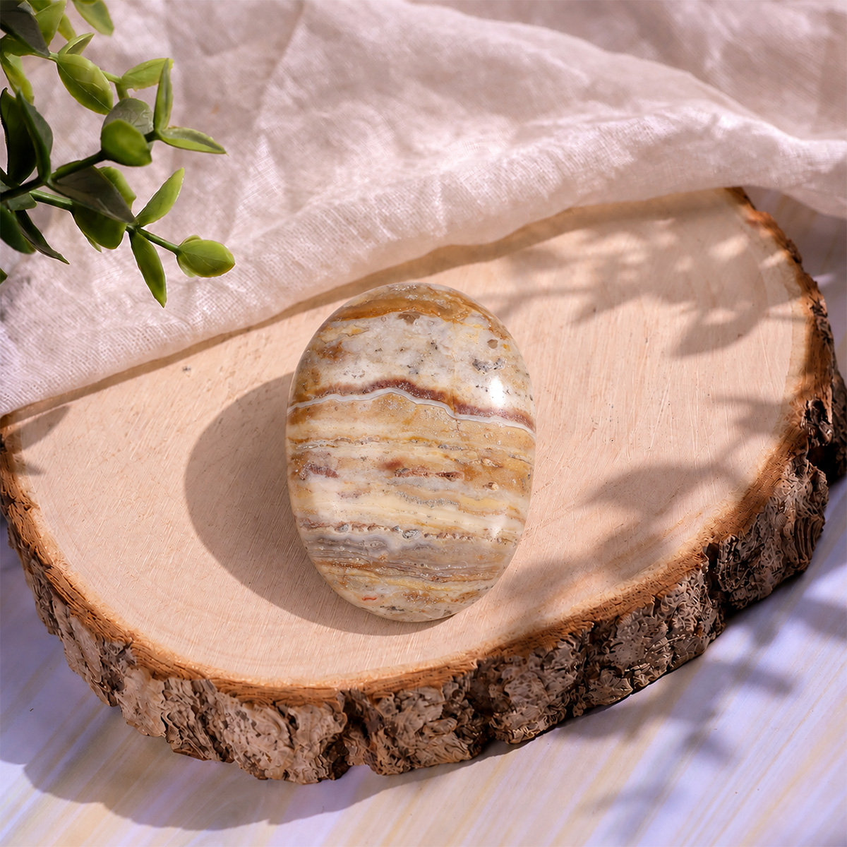 Yellow Lace Agate Palm Stone-Shubhanjali Store (3) yellow lace agate palm stone