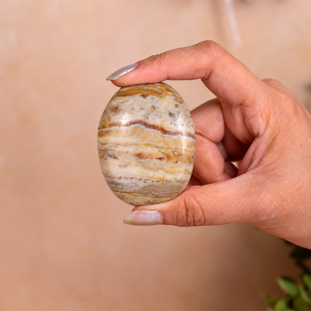 Yellow Lace Agate Palm Stone-Shubhanjali Store (4) yellow lace agate palm stone